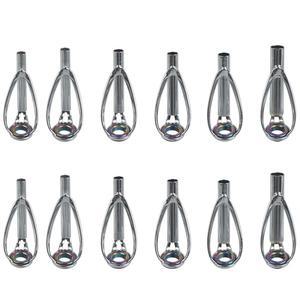 12PCS 낚싯대 수리 키트 스테인레스 막대 교체 상단 세라믹 도구 태클 부품 가이드 스틸