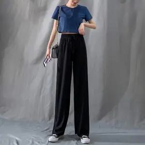 와이드 밴딩 와이드팬츠 고무줄 여성 쿨 슬림 쿨팬츠 팬츠 여름 주름바지