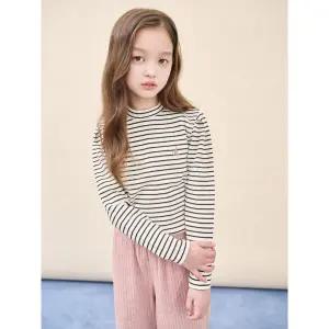 [BEANPOLE KIDS] [BEANPOLE KIDS] [BEANPOLE KIDS] 여아 스트라이프 골지 티셔츠  블랙 (BI5941G025) (BI5941G025) (BI5941G025)