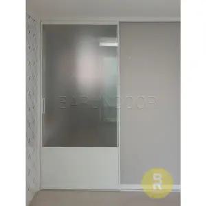 [바른도어]53번 원슬라이딩중문 고시형 화이트 샤틴투명강화유리