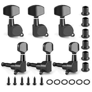 지오제르미 블랙 밀폐 기타 튜너 페그, 3L+3R 스트링 튜닝 페그 키 기계 세트 어쿠스틱 또는 일렉트릭 기타용 교체 부품