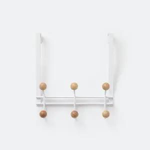 [JAJU](강남점)화이트 우든 볼 도어 후크 6구 화이트 /문옷걸이 방문옷걸이 가방 수건걸이 도어행거