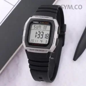 카시오 W-96H-1A 군인 군용 스퀘어 듀얼타임 스포츠 남자 우레탄 시계 c