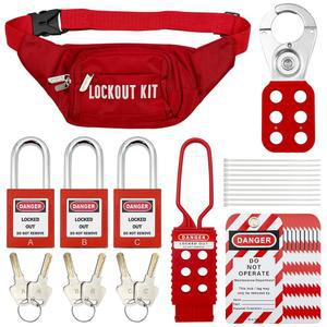 SAFBY 락아웃 태그아웃 키트 전기 로또 - 그룹 해프, 태그, 숫자가 있는 안전 자물쇠, 포켓백이 나일론 타이즈