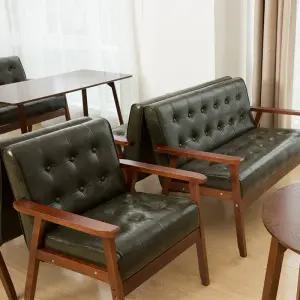 대기실쇼파 인조가죽 업소용 병원 카페 라운지 쇼파 2인용 쇼파-화이트