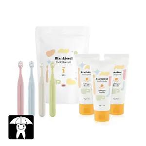 [블랑키즐] 1단계 실속세트(애플망고향 치약 3EA+1단계 먼슬리 실속팩(12p))
