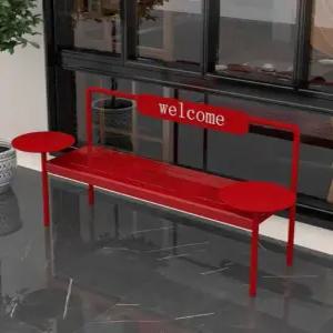 예쁜 카페 야외 철제 벤치 의자 일체형 테이블 등의자 북유럽 식당 웨이팅 대기 포토존