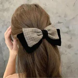 [콩심팥심]여성 빅사이즈 하운드체크 헤어핀 리본삔 왕리본 핀