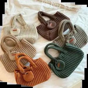 겨울뜨개가방 미니 뜨개 코인 토트백 겨울 캐주얼 손가방 니트백