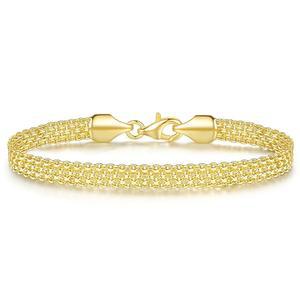 하이롬, 여성용 14K 골드 팔찌 비타니쉬 메시 링크 체인에 합류 5.6mm 폭 참 남성용 주얼리 다이아몬드 컷 5 사이즈 6.5인치-1