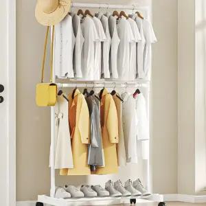 2단 이동식행거 싱글 더블 옷걸이 원룸 드레스룸 옷장정리용 철제행거