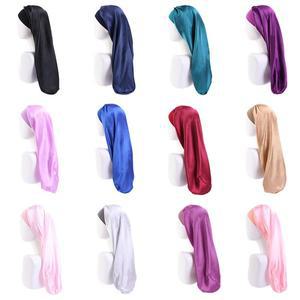 여성 긴 새틴 보닛 수면 모자 넓은 밴드 헤어 터번 샤워 메이크업 곱슬 머리 부드러운 슬리핑 캡