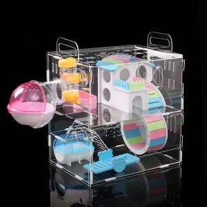 [골드스마일]햄스터 아크릴 케이지 2층 집 풀세트 반려동물용품 햄스터둥지