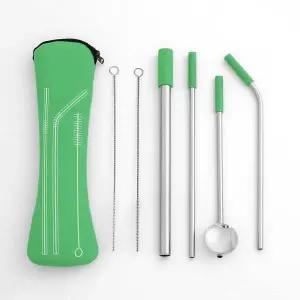[골드스마일]스텐 빨대 세트 휴대용 숏 커브형 재사용빨대 접이식빨대