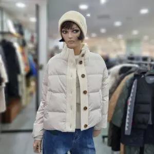 베네통/애플아울렛/백 니트 부클 배색 경량 구스 패딩/BAPD65461