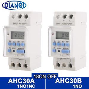 1pc AHC30A/AHC30B 40A 7 일 Din LCD 주간 프로그래밍 가능 전자 타이머 스위치 1NO1NC 220VAC 18ON/OFF 릴