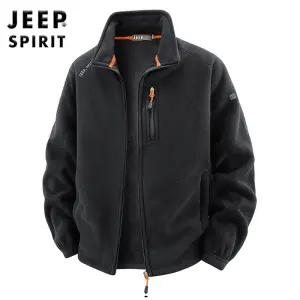 JEEP SPIRIT 남성용 가을 겨울 바람막이 점퍼 루즈핏 후리스 집업 자켓
