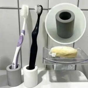 규조토 칫솔꽂이 원형 그레이 거치대 규조토칫솔꽂이