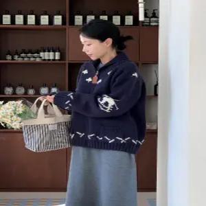 팅커벨 도톰 카라 니트 집업 (one color)