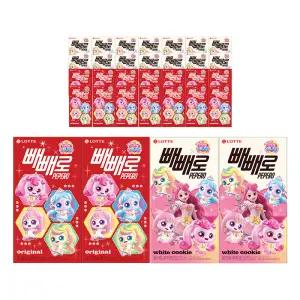 롯데웰푸드 티니핑 빼빼로 화이트쿠키 8갑, 296g + 초코 8갑, 432g 각2개 (총 32개)