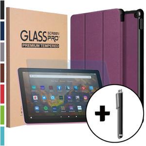 2021 아마존 파이어 HD 10 (플러스) 스마트 플립 케이스 + 강화유리 + 터치펜