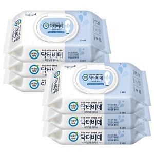 깨끗한나라 닥터비데 도톰한 화장실 비데 티슈 대용량 두꺼운 물티슈 캡형 46매 6팩