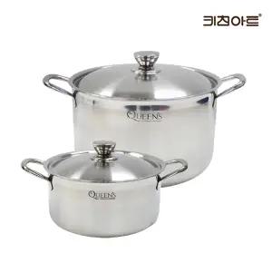 [키친아트] 퀸즈 통3중 인덕션가능 스텐레스 냄비세트 2종N(양수20+곰솥28)