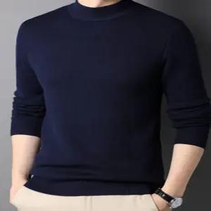 남자 반목 폴라티 캐시미어 원단 하프목 니트티 Layered Knit 117