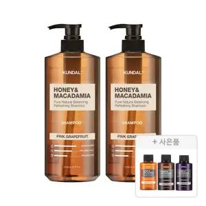 쿤달 네이처 샴푸, 핑크그레이프프룻, 1058ml, 2개 + 증정(샴푸 일랑일랑 100ml ,1개 +바디워시 화이트머스크 ,100ml ,1개 + 트리트먼트 화이트머스크 ,100ml, 1개 )