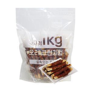 테비 사사미 1kg 오리 크런치껌 대용량 강아지간식