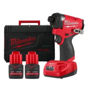 밀워키 M12 FID2-252X 충전 임팩 드라이버 12V 2.5Ah 고출력 배터리 2개 세트