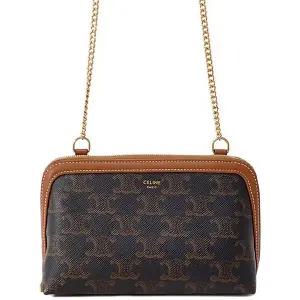 셀린느 Triomphe 트리옴페 로고 캔버스 레더 트림 체인 클러치백 10E382CBX 04LU