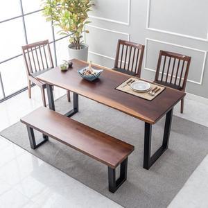 [아이앤] 리하트 로즈우드 장미목 6인 식탁 세트 벤치형 우드슬랩 IK