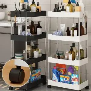 틈새선반 이동식 바퀴달린 트레이 슬림 세탁실 트롤리 플라스틱서랍장 트롤리수납함