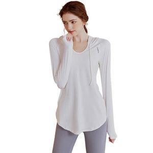 티셔츠 요가복 상의 빅사이즈 테스 후드 테스복 여성 긴팔 요가