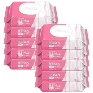 크리넥스 수앤수 오리지날 캡형 물티슈 58매 x10개