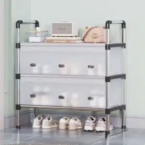 현관 거실 의류 신발 정리 도어형 다용도 선반 3단 철제선반 다용도선반 베란다수납장 선반장