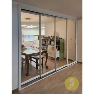 [바른도어]86번 초슬림4연동중문 화이트 투명강화유리a