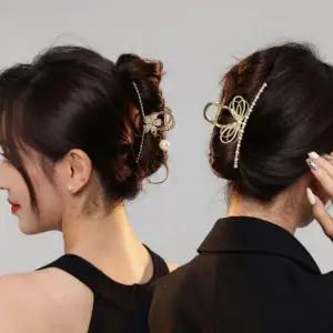 [콩심팥심]머리핀 진주 집게핀 리본집게핀 헤어핀 리본머리핀