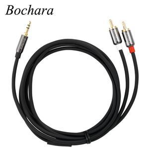 Bochara 1/8 ''3.5mm 스테레오 잭-2RCA OFC 오디오 케이블 호일 + 스피커 증폭기 용 편조 차폐 1.8m 3m 5m