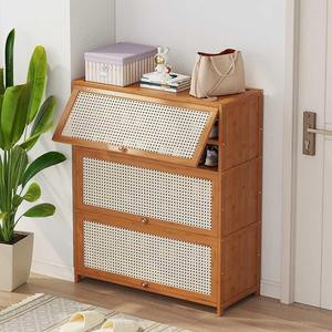 나무 신발장 현관 슬림 틈새 흑백 미니 신발 수납장