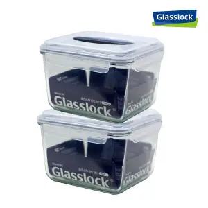 [글라스락] 핸디 밀폐용기 쌀통/김치통 직사각 3.7L 2개세트