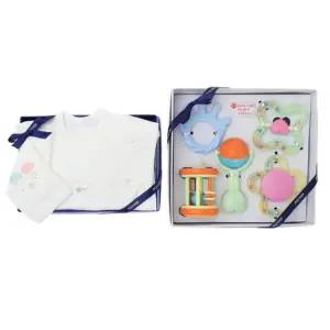 [갤러리아] (압소바뱀띠.말띠출산조카신생아배내옷)싹싹뱀부배냇슈트+옥수수딸랑이세트(A2C-135S11