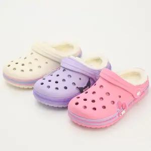 산리오 정품 방한 슬리퍼 키즈 주니어 겨울 기모 아동 EVA 털샌들