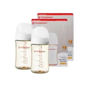 더블하트 3세대 젖병 노꼭지 트윈팩 화이트 240ml