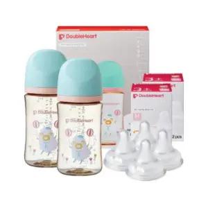 더블하트 아기 젖병 트윈팩 출산 축하 선물 세트 양