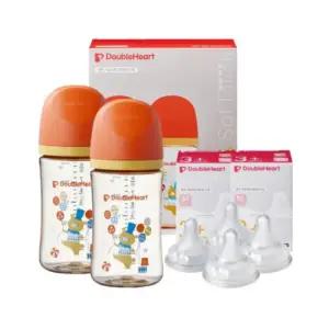 더블하트 아기 젖병 젖꼭지M 4개 출산 선물 세트 베어