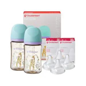 더블하트 아기 젖병 백일 돌 조카 선물 트윈팩 블루밍