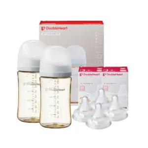 더블하트 아기 젖병 출산 백일 선물 240ml세트 그레이