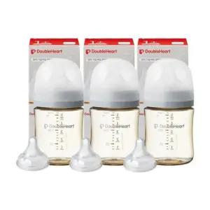 더블하트 배앓이방지 젖병 모유실감 160ml 3개 그레이